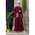 Front open embroidery abaya with Bell sleeves- Maroon